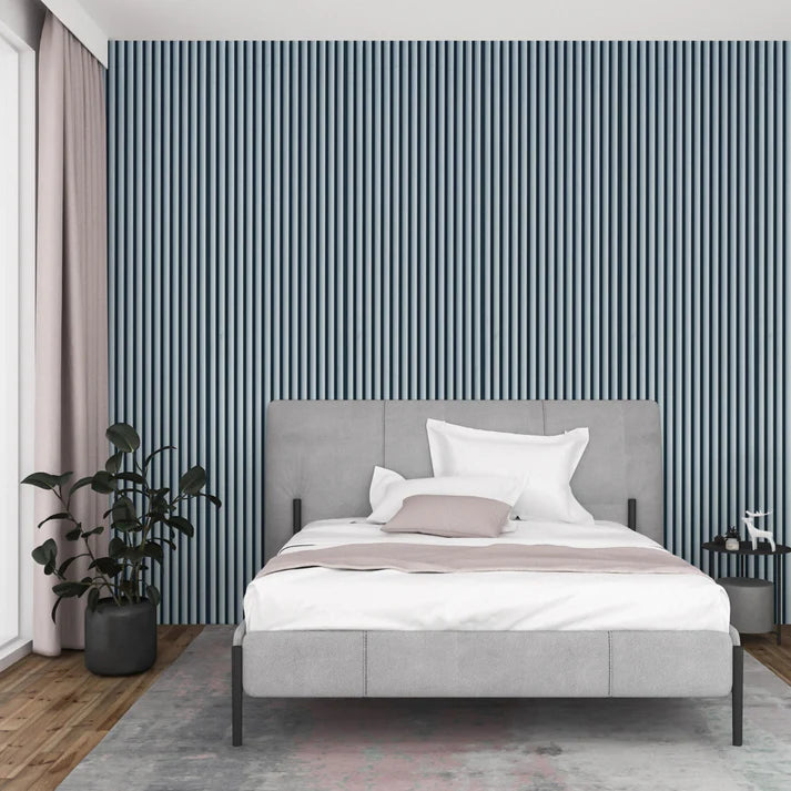 Velour Acoustic Panel Curved Slat 240cm by 60cm Grey