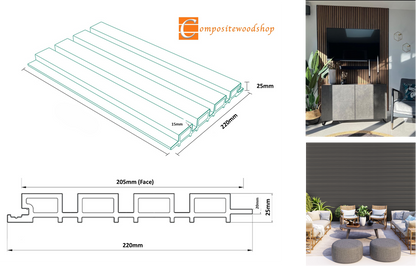 Light Grey Slatted Wall Cladding 2.5m £29.60, Matching Trim £14.50, 3.6m External & Internal Corner £29.99