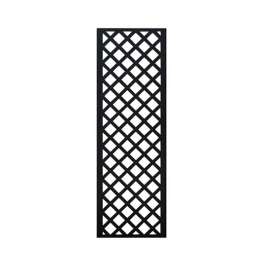 Black lattice panel on a white background