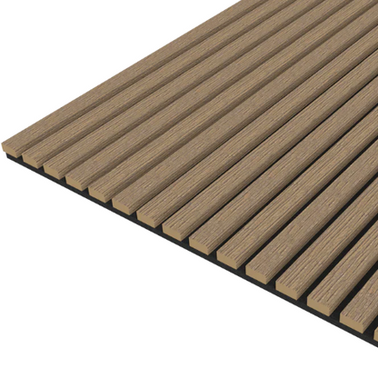Smoked Oak Acoustic Wood Wall Panel Thin Slat Series 1 - 2400 x 600mm