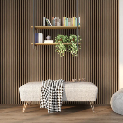 Smoked Oak Acoustic Wood Wall Panel Thin Slat Series 1 - 2400 x 600mm